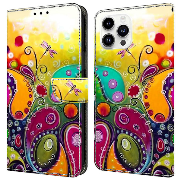 iPhone 16 Pro -kotelo PU-nahkainen lompakkokotelo seisontatoiminnolla Multicolor Style D