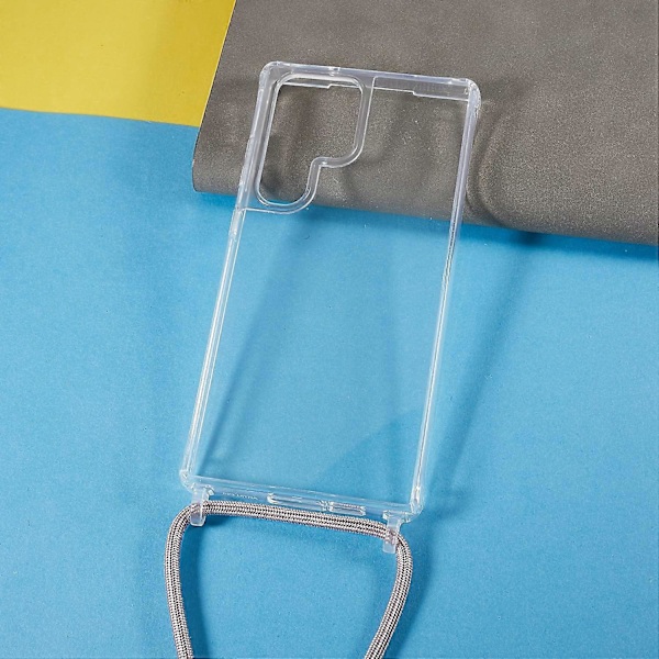 Til Samsung Galaxy S23 Ultra TPU+Akryl Telefon Cover Klar Anti-ridse Etui med Lang Snøre Multicolor Style H