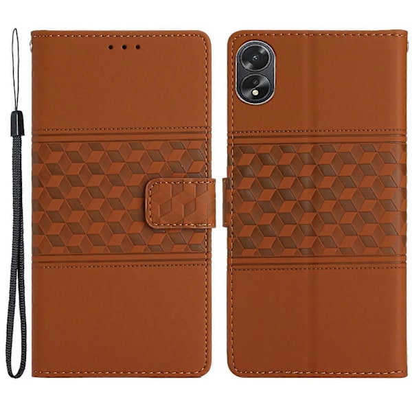 Til Oppo A18 4G Etui Præget Rombe Mobiltelefon Stativ Pung Cover Multicolor Style A