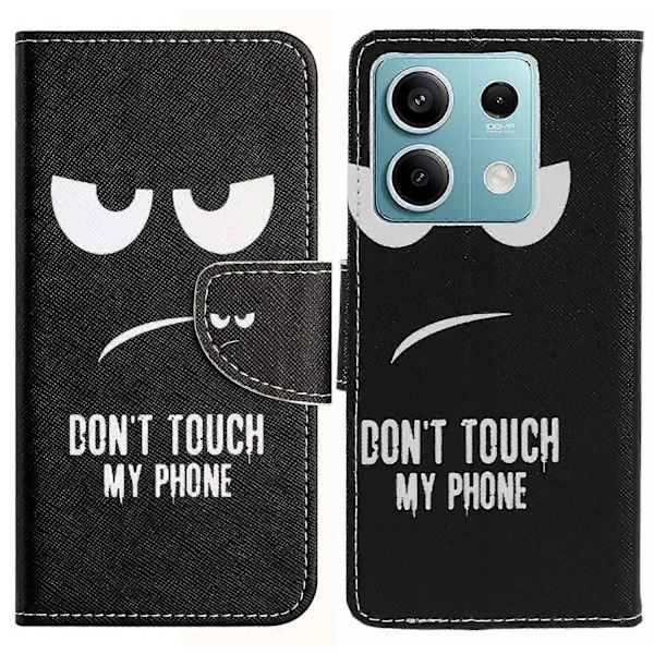 Telefoncover til Xiaomi Redmi Note 13 5G PU Læder Krydset Tekstur Wallet Cover Multicolor Don&#39;t Touch My Phone