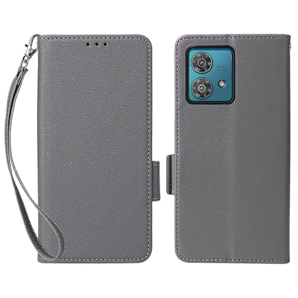 Til Motorola Edge 40 Neo 5G Etui Litchi Tekstur Tegnebog Læder Telefon Cover med Rem Multicolor Style D