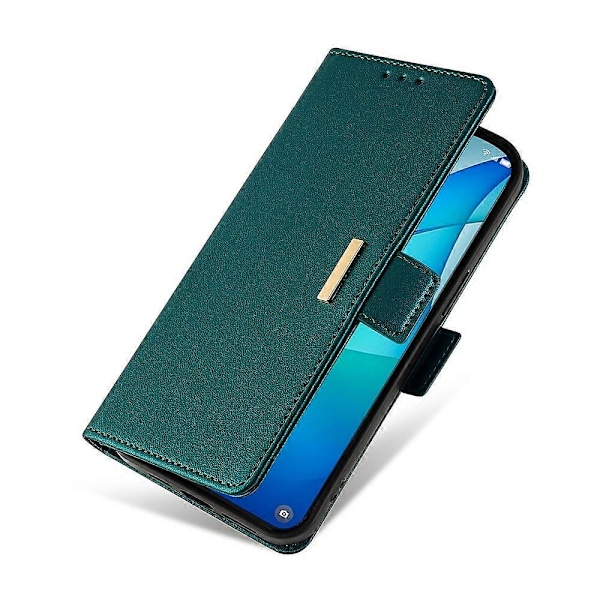 Læder Wallet Case med RFID-blokering og stativ til Realme GT 7 Pro 5G med håndrem - Multicolor Green