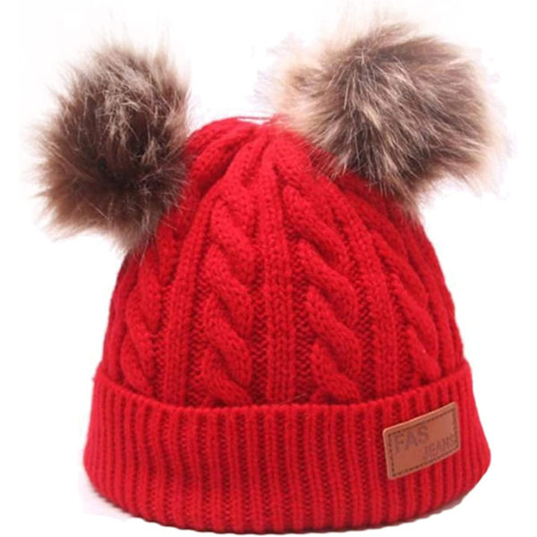 2st Toddler Baby Girl Pojke Beanie Scarf Set, 1-8t Unisex Baby Vinter Hatt Med Pompoms Och Fleece Foder Halsvärmare Set