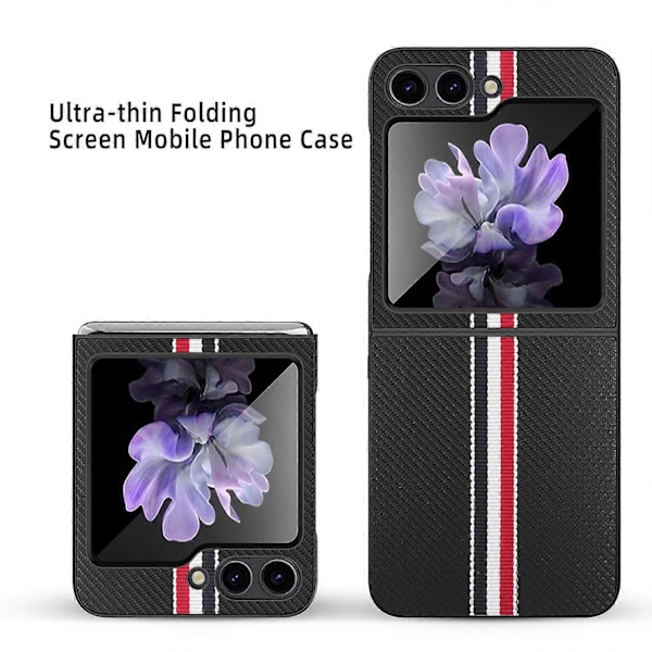 Til Samsung Galaxy Z Flip5 5G Slim Case Bånd Splejsning PU+PC Telefon Cover Multicolor Style D