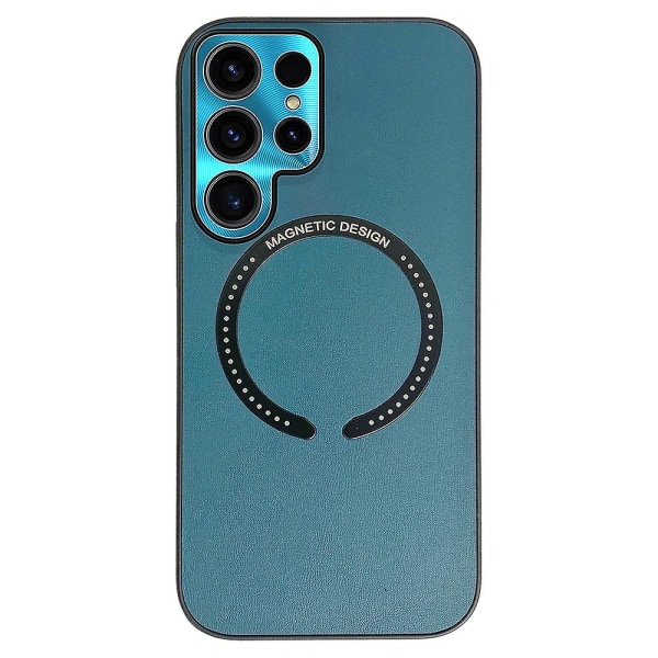 För Samsung Galaxy S22 Ultra 5g galvaniskt magnetiskt cover Pu-läderbelagd Tpu+ PC phone case Green