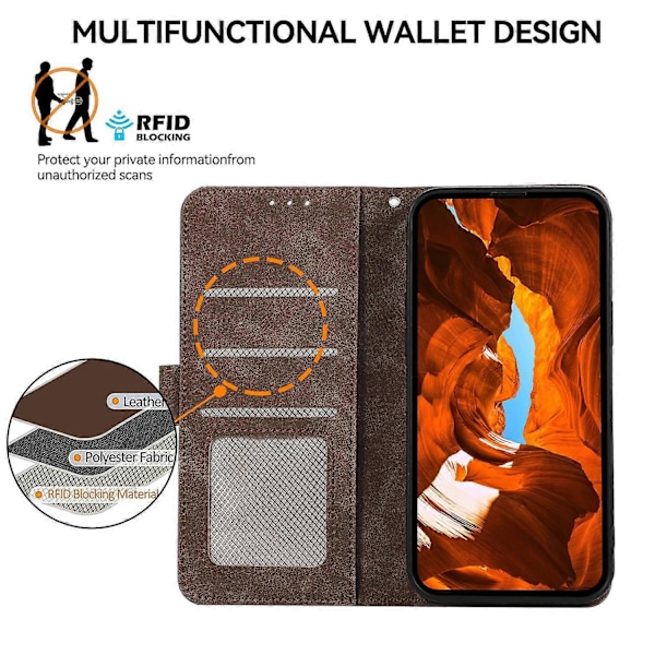 Til Xiaomi 14T Pro Etui Farvesplejsning Læder Flip Telefon Cover RFID-blokering Multicolor Style B