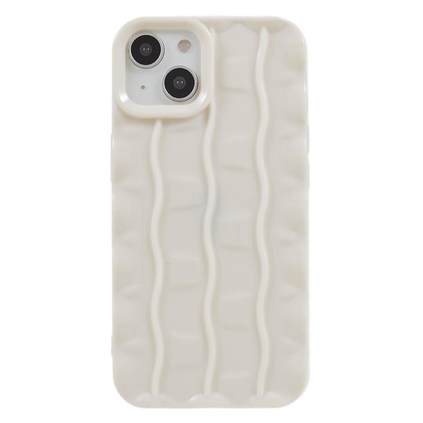 För Iphone 13 Soft Tpu Case 3d randigt mönster Anti-halk bakre cover White