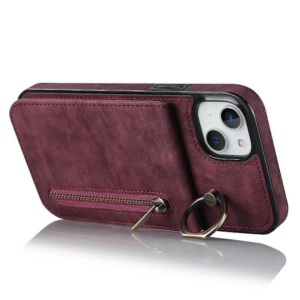 Takakuori iPhone 15 Plus -puhelimelle, RFID-suojattu lompakkokotelo Retro PU+TPU-jalustakansi Multicolor Style D