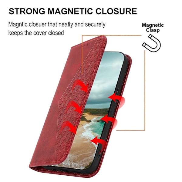 Telefon Læder Etui til Samsung Galaxy M54 5G/F54 5G, Præget Rombe Mønster Pung Stand Cover Multicolor Style B
