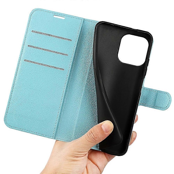 Stødsikkert tegnebog telefoncover i PU læder med stativ til iPhone 15 Pro Multicolor Style E