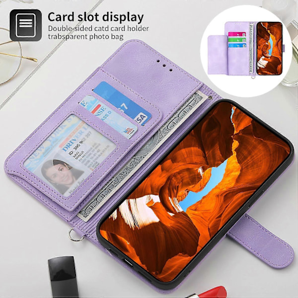 For Honor X9b 5G/Magic6 Lite 5G Nahkakotelo Lompakkokansi Käsi- ja Olkahihnalla Multicolor Light Purple
