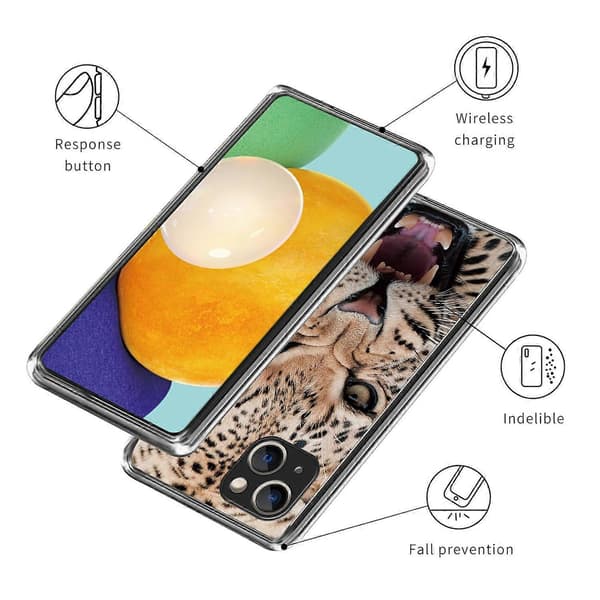 Blødt TPU-mønsterprint Smart Phone Cover til iPhone 15 Plus Multicolor Leopard