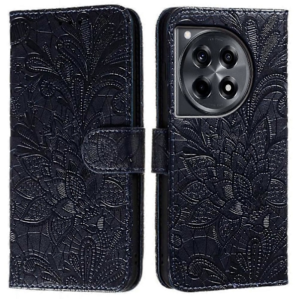 Skal till OnePlus Ace 3 5G Spetsblommor PU Läder Flip Plånbok Mobilskal - Grå Multicolor Black