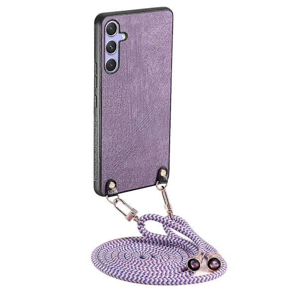 Retro skinndeksel til Samsung Galaxy A06s med justerbar stropp Multicolor Purple