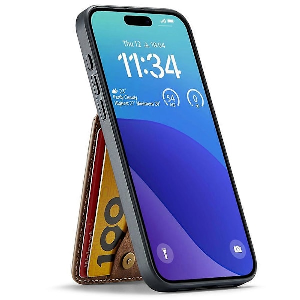 FIERRE SHANN Fodral till iPhone 16 Pro med Korthållare Ställ Läder RFID-blockerande Baksida Multicolor Style E