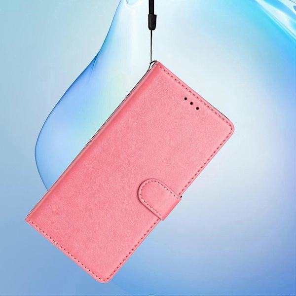 Læderetui med pung og stativ til iPhone 16e med praktisk rem Multicolor Rose Gold