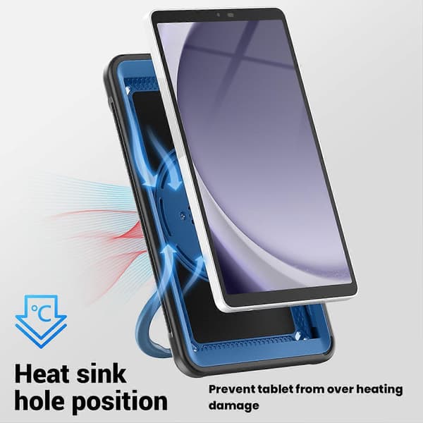 For Samsung Galaxy Tab A9 Deksel Roterende Støtte PC + TPU Støtsikkert Tabletdeksel Multicolor Navy Blue