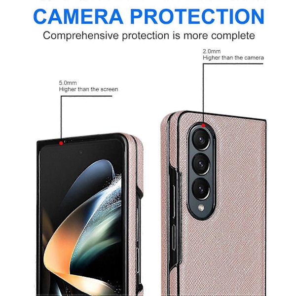 Til Samsung Galaxy Z Fold4 5G Stødsikkert Telefoncover PU Læder+PC Kryds Tekstur Cover Multicolor Style F