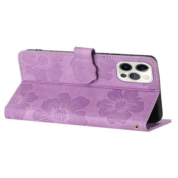 Blommig PU-läder plånboksfodral med stativ för iPhone 12 Pro Max 6,7 tum Multicolor Style B