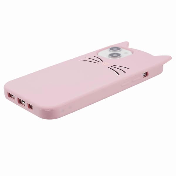 For iPhone 15 Deksel 3D Bart Katt Myk Silikon Støtsikkert Telefon Bakdeksel Multicolor Style B