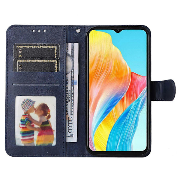 Til Oppo A38 4G Etui Wallet Telefon Stand Shell PU Læder Cover med Kalvetekstur Multicolor Style E