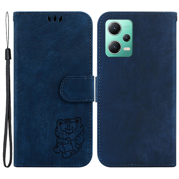 Til Xiaomi Poco X5 5g/redmi Note 12 5g (global) Wallet Telefon Cover Prægning Anti-drop Læder Cover Dark Blue