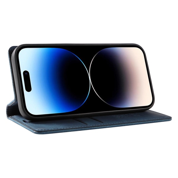 Til Iphone 15 Pro Max Hud-berørings PU Læder Shell Wallet Stand Telefon Cover Blue