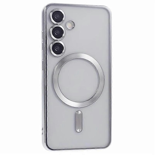 Til Samsung Galaxy S24+ Magnetisk Etui WANLONFENG Fuld Beskyttelse Elektropletteret TPU Cover med Temper Multicolor Silver