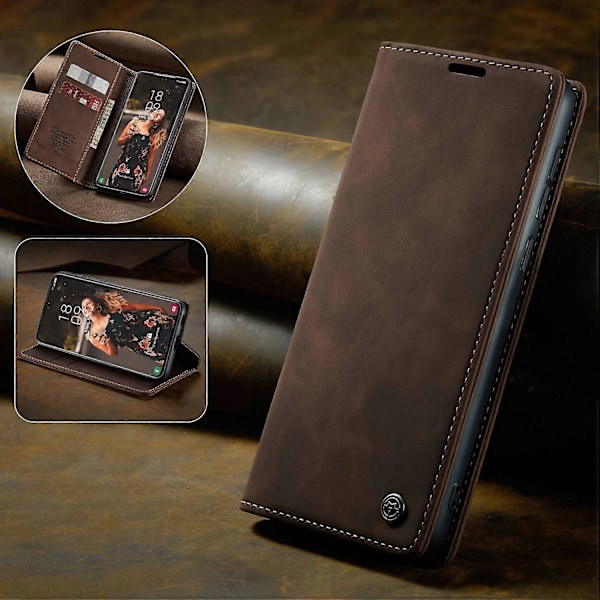 CASEME 013-serien Enkel Lommebokdesign Automatisk Suge-Lærveske for Samsung Galaxy S21 FE Multicolor Style E