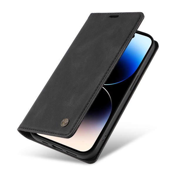 Til Iphone 15 Pro Max Hud-berørings PU Læder Shell Wallet Stand Telefon Cover Black