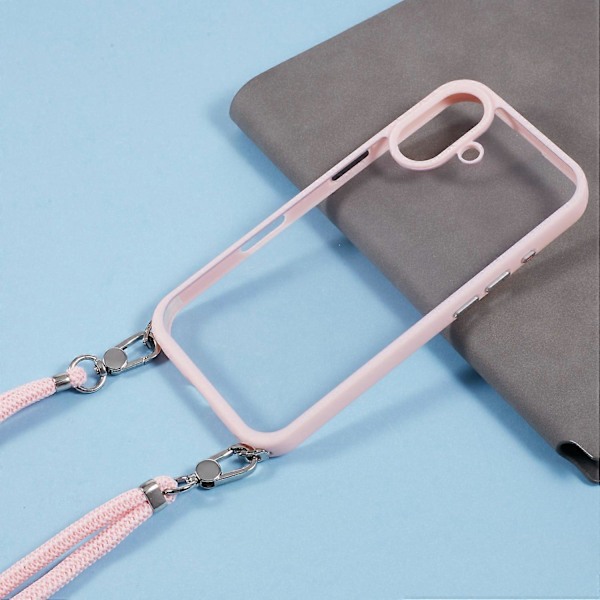 Skal till iPhone 16 TPU+PC Kristallklart Baksidesskydd med Snodd Multicolor Style C