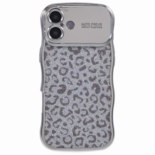 iPhone 16 Plus -kotelo, kihara kehys, TPU-puhelinkuori, leopardikuvioinen glitter Multicolor Style A