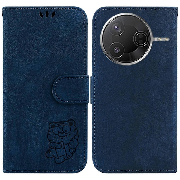 Til Xiaomi Poco F7 Pro 5G/ F7 Ultra 5G/ Redmi K80 Pro 5G/ K80 5G Wallet Case Tiger Prægning Læder S Multicolor Dark Blue