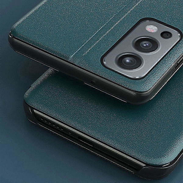 View Window Folio Flip PU Læder Telefon Cover med Støttefod til OnePlus Nord 2 5G