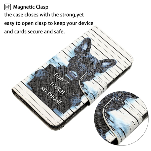 Til Iphone 15 Plus Folio Pu Læder Stand Wallet Case Mønster Print Telefon Cover Med Rem Don t Touch