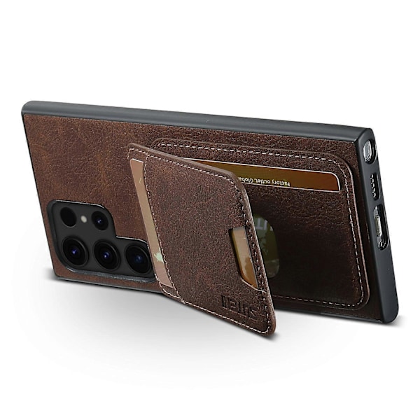 SUTENI H02 Etui med Støttefod og Kortpladser i Læder til Samsung Galaxy S23 Ultra Multicolor Style D