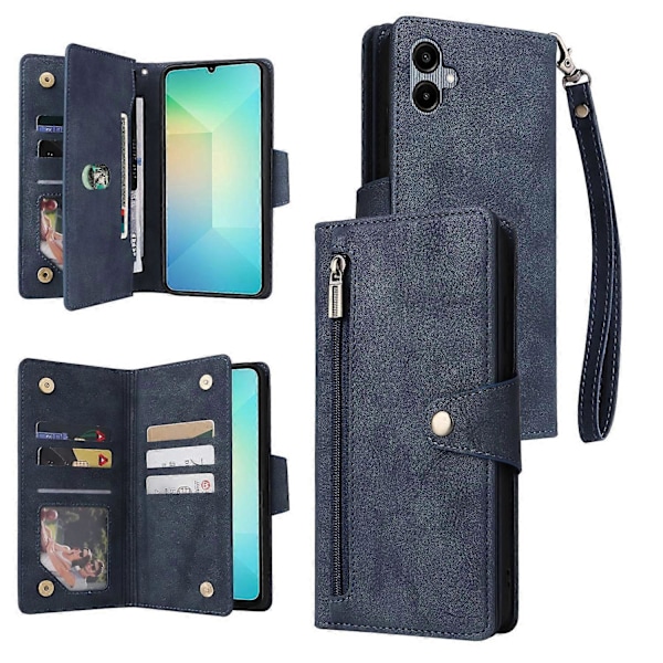 Til Samsung Galaxy A06 Etui Lynlås Pung Læder Støtteben Telefon Cover Nittedekor Multicolor Style B