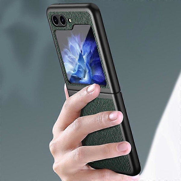 Til Samsung Galaxy Z Flip5 5G Kryds Tekstur Telefon Cover Gummibelagt PU Læder Hårdt PC Telefon Cover Multicolor Style C