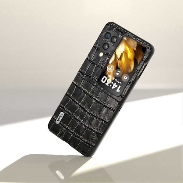 För Oppo Find N3 Flip 5G Krokodiltextur Fodral Äkta Koläder+PC Anti-Rep Telefonskal Multicolor Style C