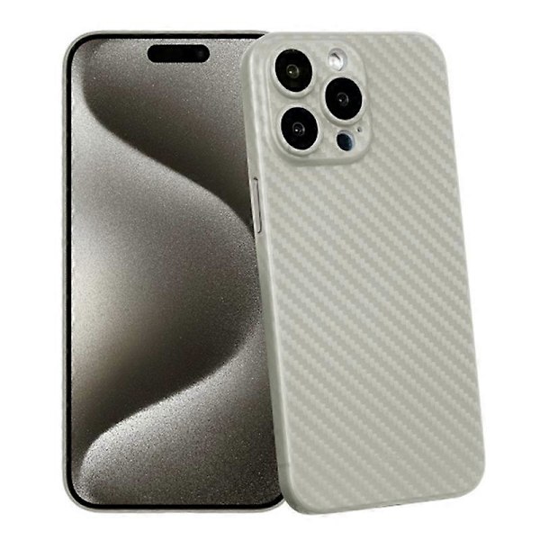 KZDOO Kolfibertextur Baksida Skal PP Mobiltelefonfodral för iPhone 15 Pro Max Multicolor Titanium Grey