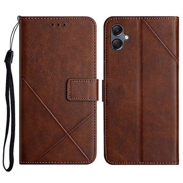 Samsung Galaxy A06 Nahkakotelo Linjakuvio Lompakko Puhelinkotelo - Musta Multicolor Brown