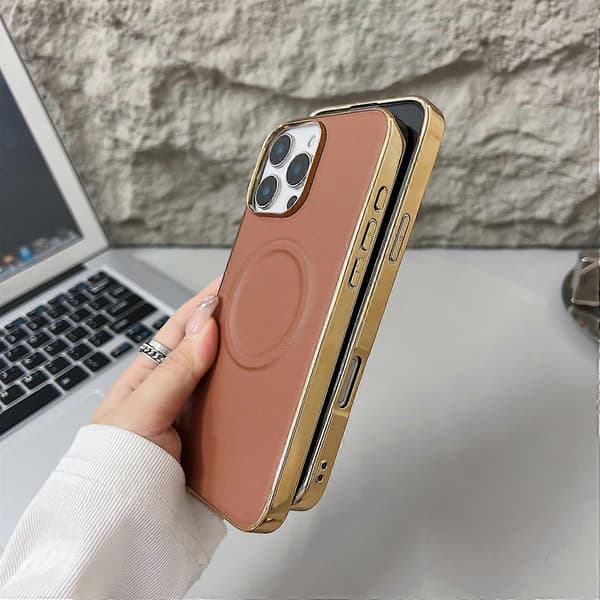 Magnetisk Nappa tekstur PU+TPU+PC telefonbagside til iPhone 16 Pro Max Multicolor White