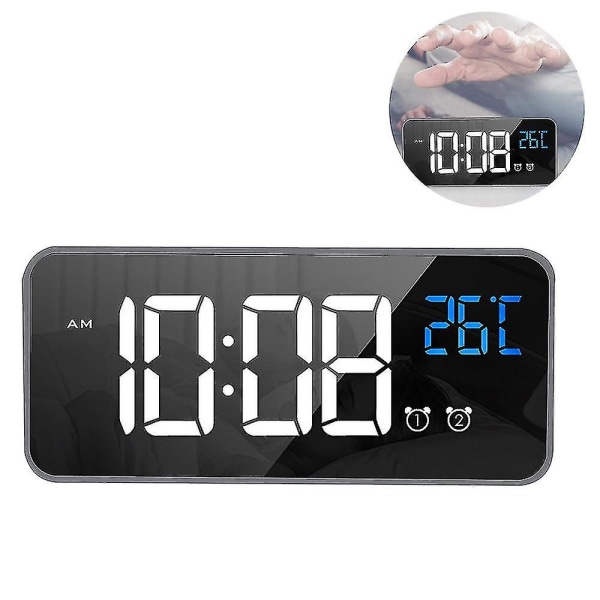LED Display Digital Vækkeur, USB Opladningsport, sort
