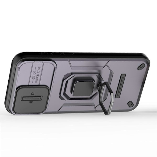 Repskyddsskal för iPhone 14 Pro, PC+TPU Telefonfodral Skjutbart Linsskydd Ställ Baksida Multicolor Style D