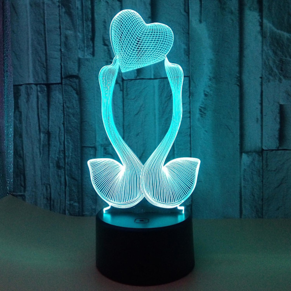 Ny Optisk Illusjon 3D Kjærlighet Svanenattlampe 16 Farger Endring Fjernkontroll Berøringsbryter Dekor LED Bordlampe Julegave Bursdagsgave