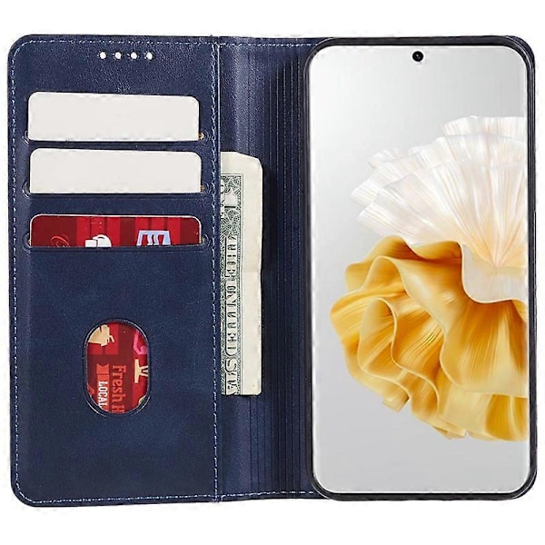 Til Huawei P60/P60 Pro Kalvetekstur PU Læder Etui Business Stil Tegnebog Stativ Telefon Cover Multicolor Style D