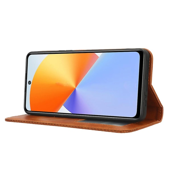 Phone case För Infinix Note 30 Vip 5g X6710 Retro Pu Läderställ Cover Brown