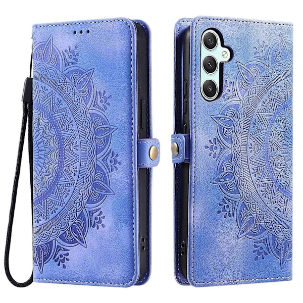 Tyyli 016 Samsung Galaxy S23 FE -kotelolle, ihon tuntuinen toteemikuvioitu lompakkonahkainen puhelinkotelo - Musta Multicolor Purple