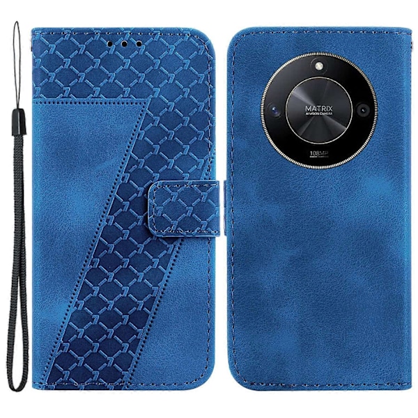 For Honor X9b 5G/Magic6 Lite 5G/X50 5G Etui 7-Form Præget Læderpung Stativ Telefoncover Multicolor Dark Blue
