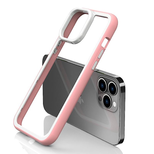 Til Iphone 13 Pro Max Stødsikkert Gennemsigtigt Telefoncover Akryl Bagside + Farverig Ramme Aftageligt 2-i-1 Cover Pink